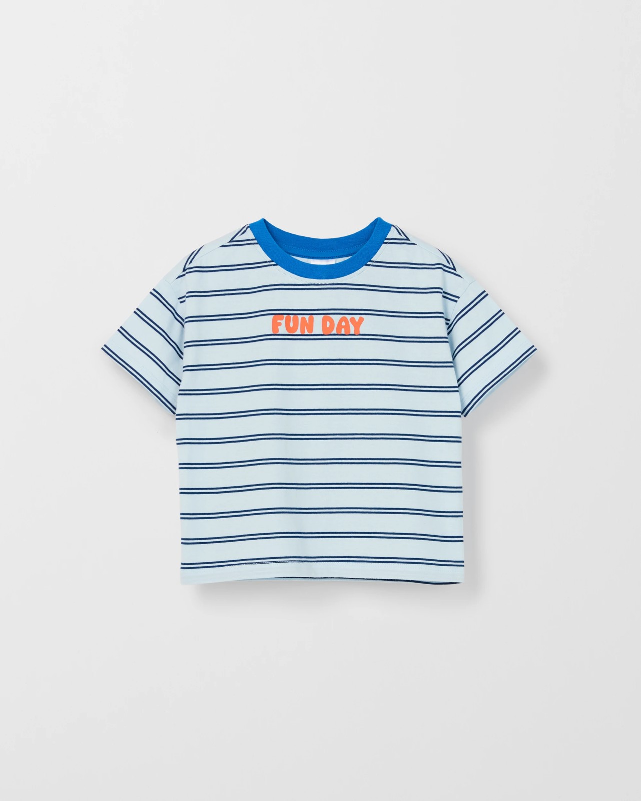 Baby Organic Cotton Placement Print Oversized T-Shirt - Fun Day Stripe Blue 4 of 5