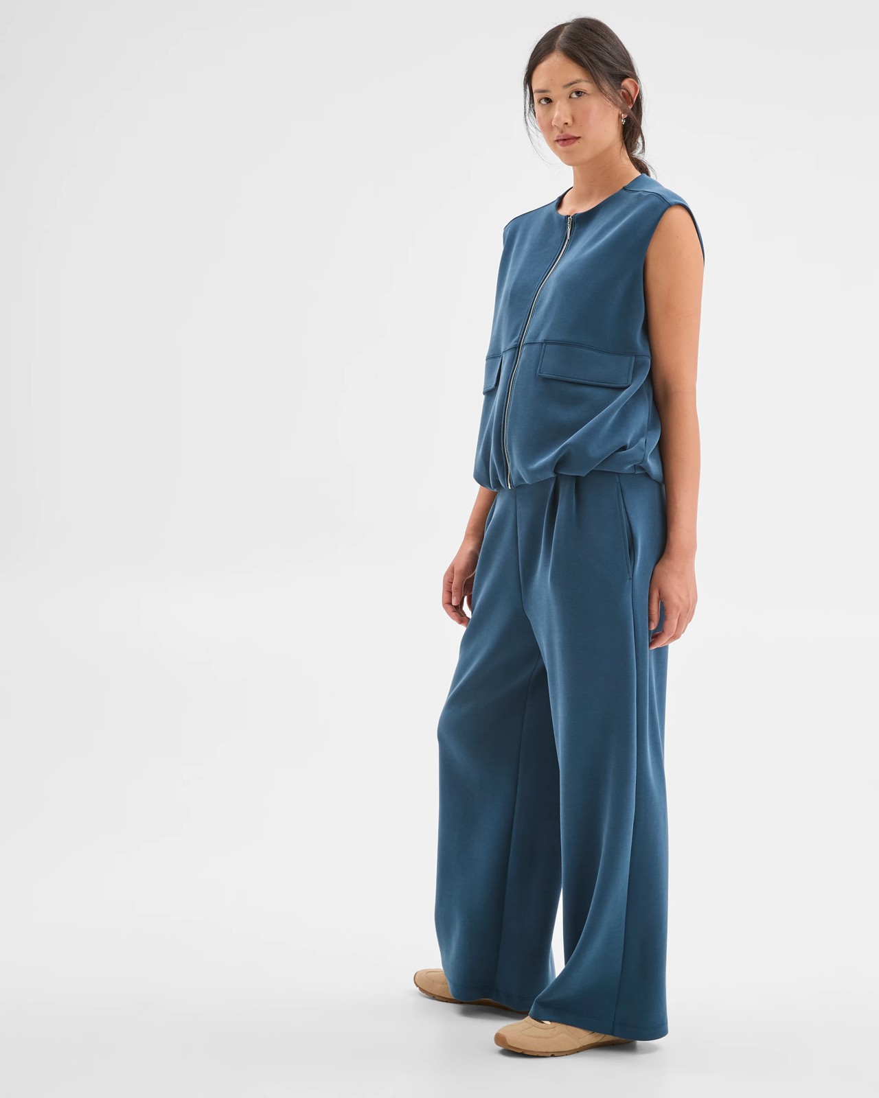 Suede Touch Pull On Pants - Dark Teal 2 of 5