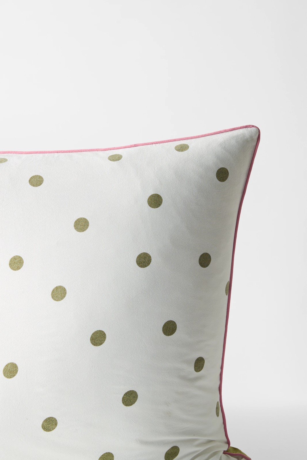 Arlo Polka Dot Stonewash Cotton European Pillowcase - Olive Green 2 of 2