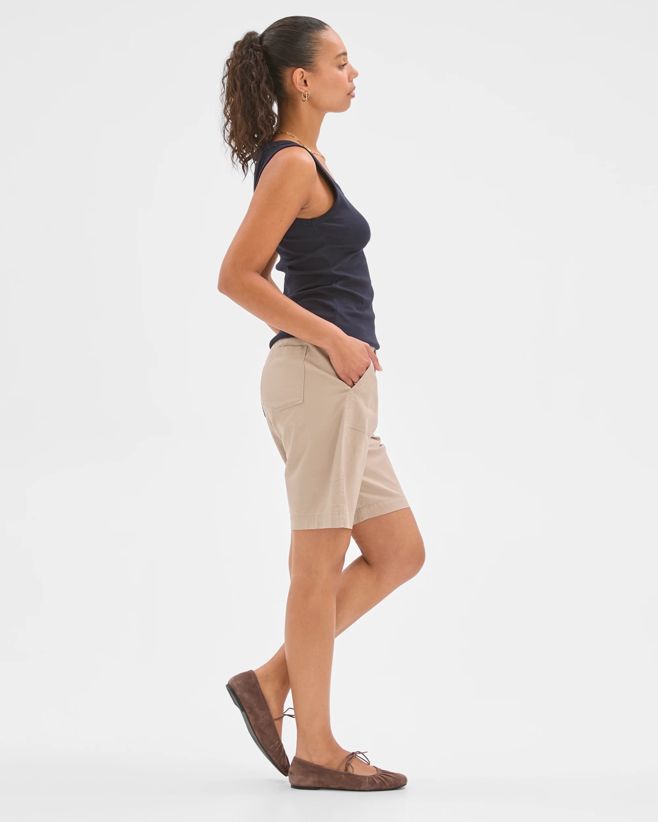Rib Waist Shorts - Parchment 5 of 6