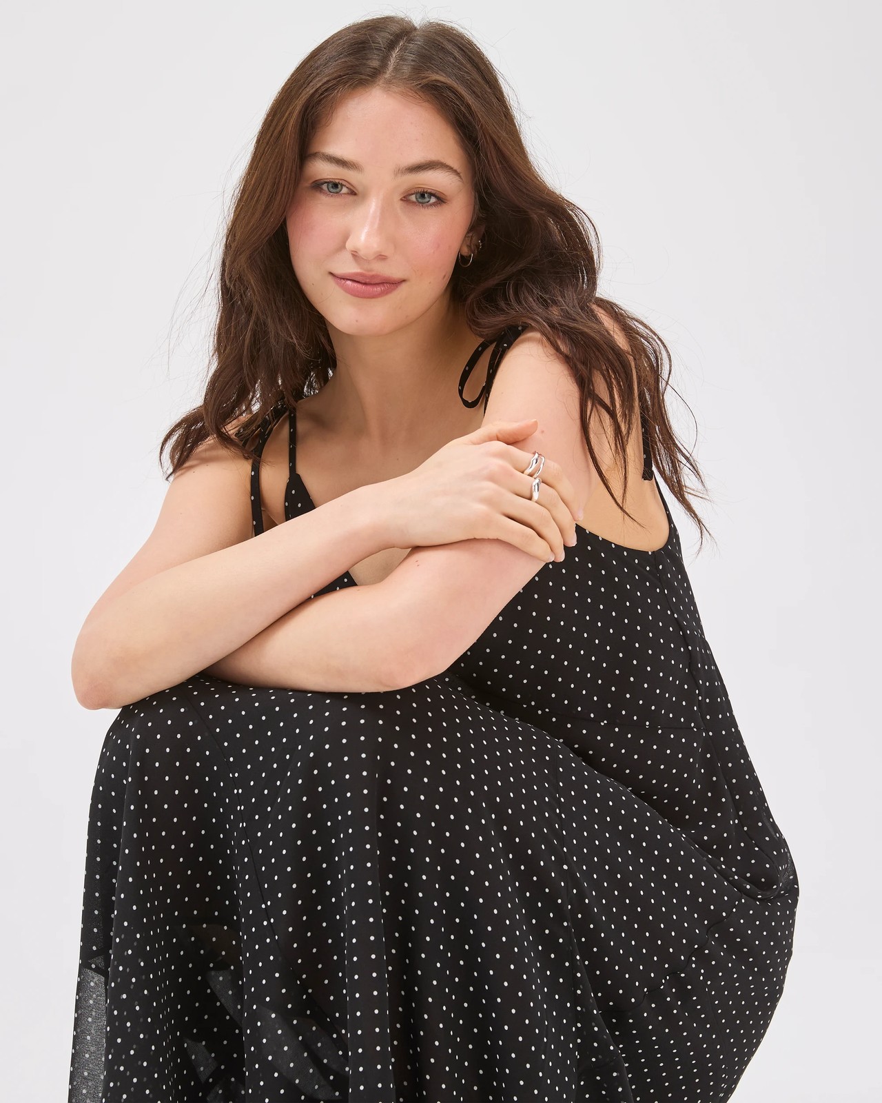 Lily Loves Bias Spliced Midi Dress - Black Spot 2 of 6