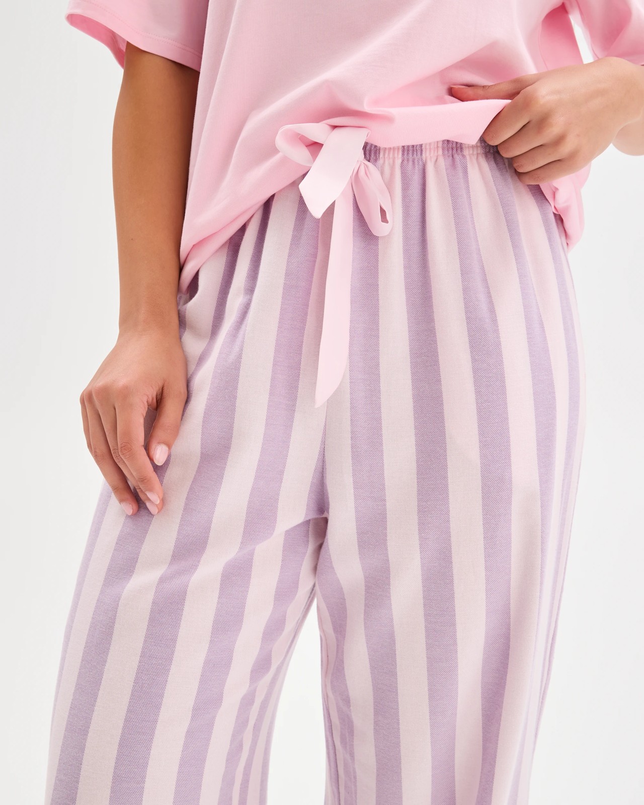 Australian Cotton Flannelette Wide Leg Sleep Pants - Pink Stripe 5 of 6
