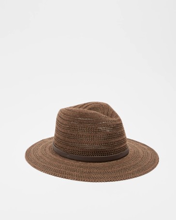 Womens Textured Knit Fedora Hat
