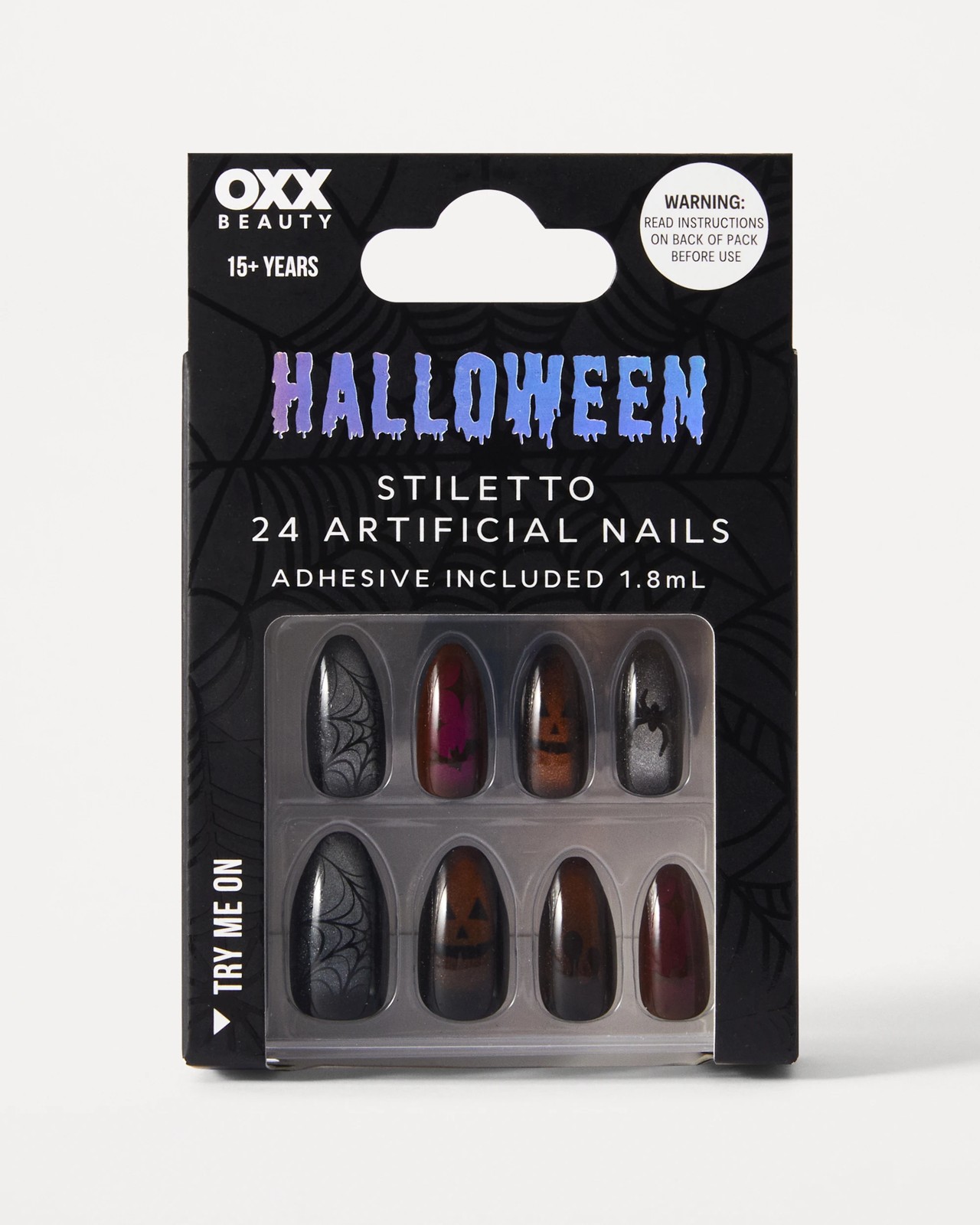 OXX Beauty Halloween 24 Pack Artificial Nails with Adhesive - Stiletto Shape, Cat's Eye and Spooky 5 of 5