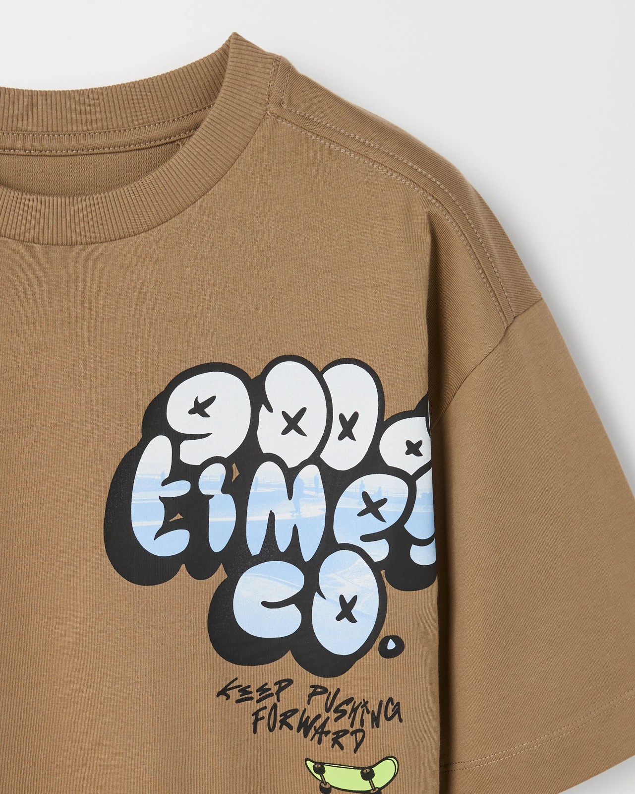 Australian Cotton Graphic Print T-Shirt - Good Times Brown 2 of 2
