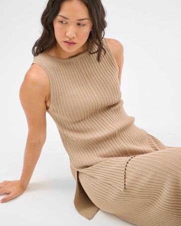 Boat Neck Ribbed Tunic Top