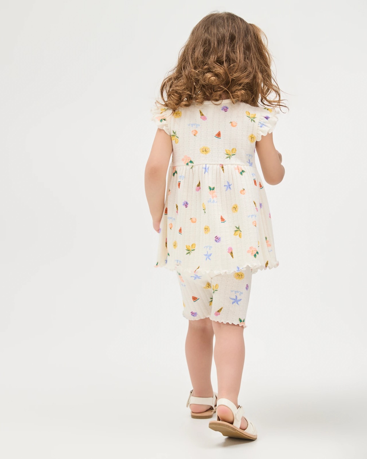 Baby Organic Cotton Rib Jersey Dress & Bike Shorts Set - Neutral Summer Icons 3 of 6