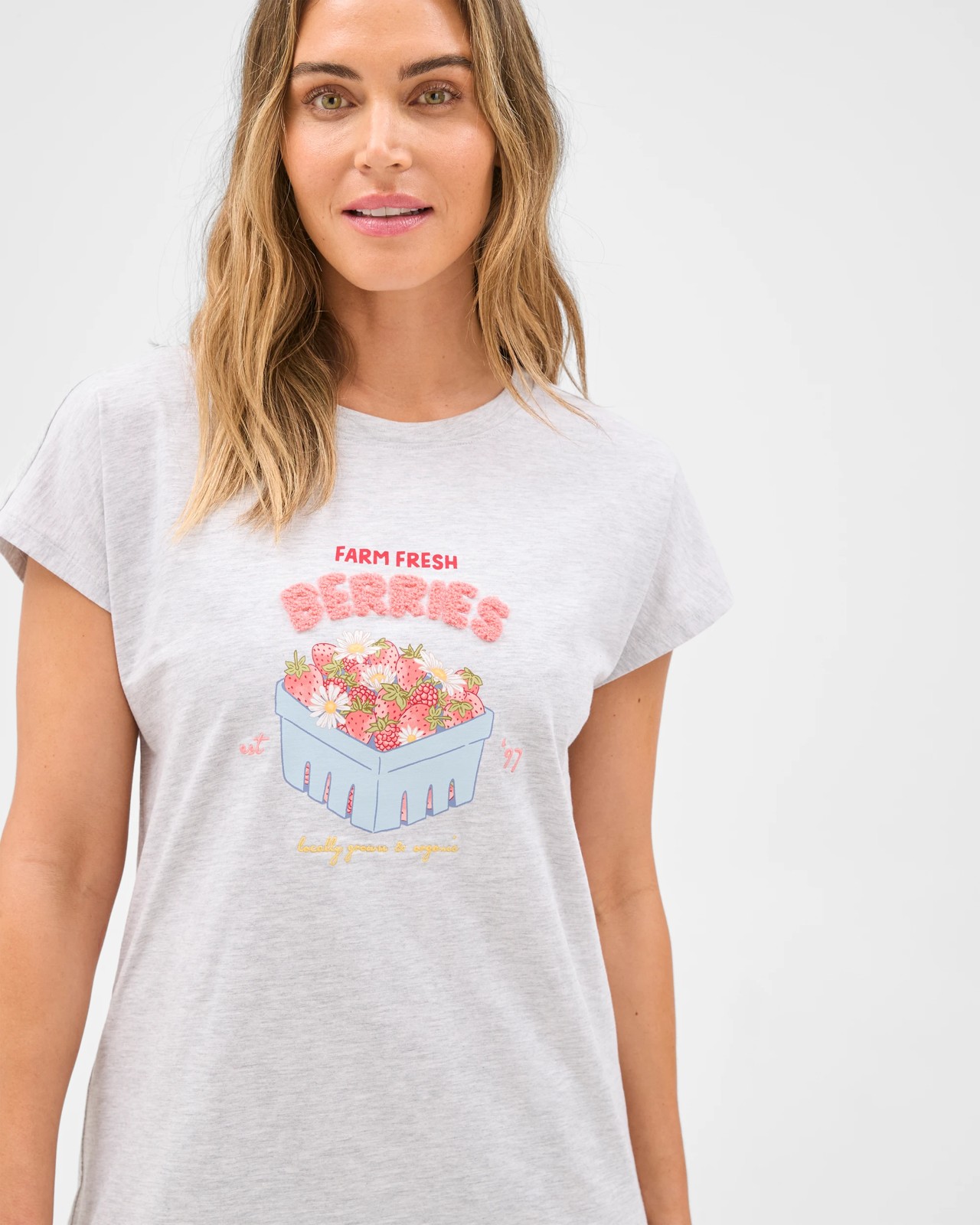 Australian Cotton T-Shirt Nightie - Grey Strawberry 5 of 5