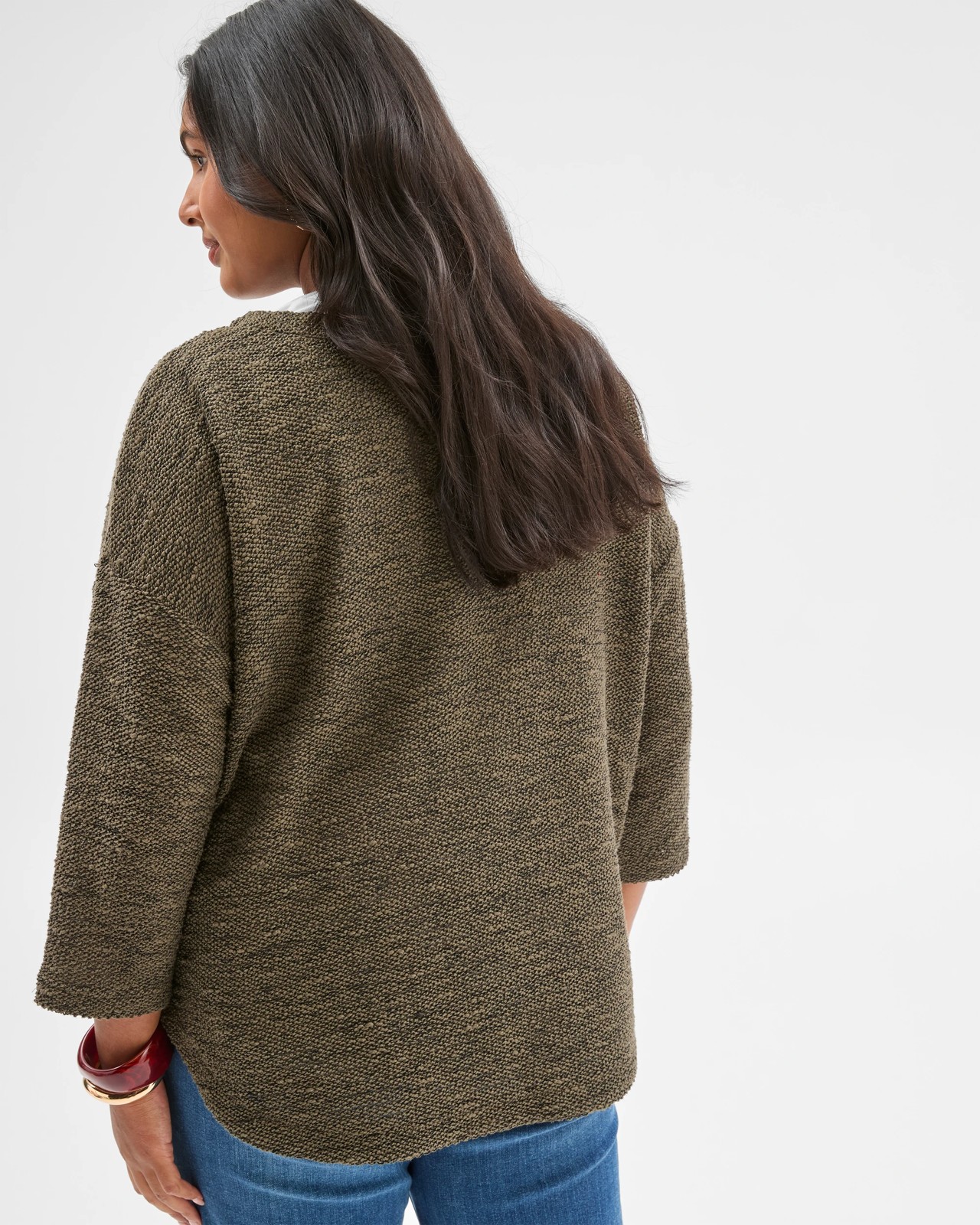 Plus Size Australian Cotton Blend Curved Hem Textured Top - Oregano 6 of 6