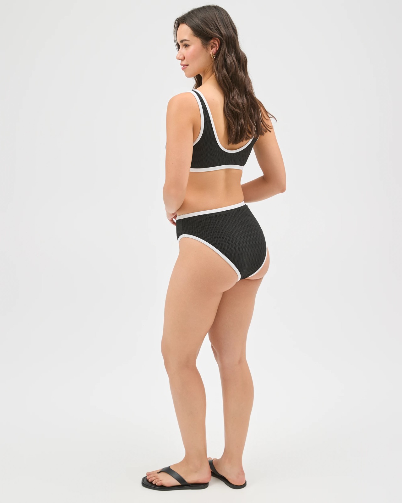 High Waisted High Cut Crinkle Bikini Briefs - Black 6 of 6