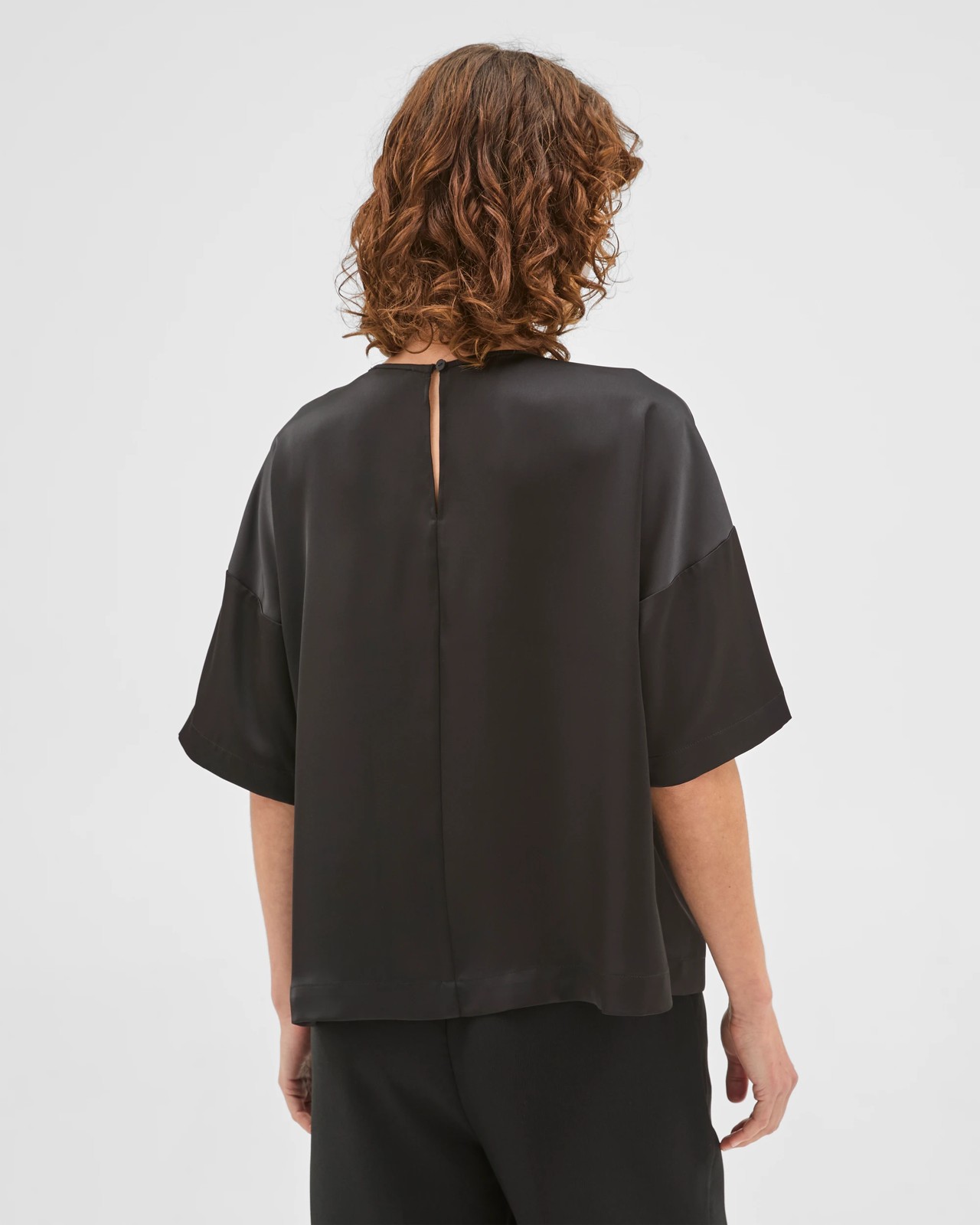 Preview Kali Satin Boxy T-Shirt - Black 6 of 6