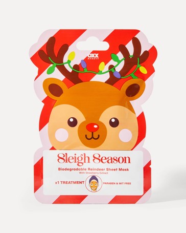 OXX Beauty Sleigh Season Biodegradable Reindeer Sheet Mask - Strawberry Extract