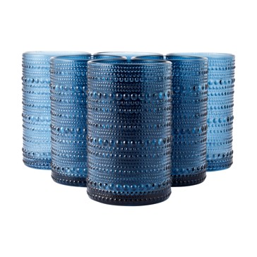 6 Blue Pearls Highball Glasses - Anko