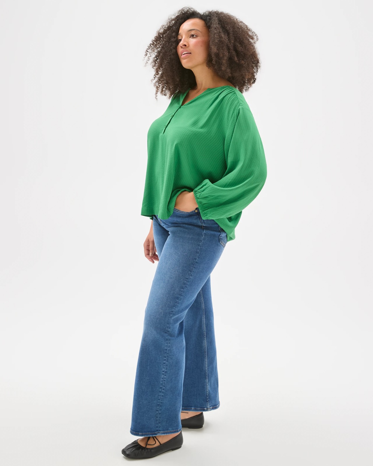 Plus Size 3/4 Sleeve Half Placket Blouse 2 of 6