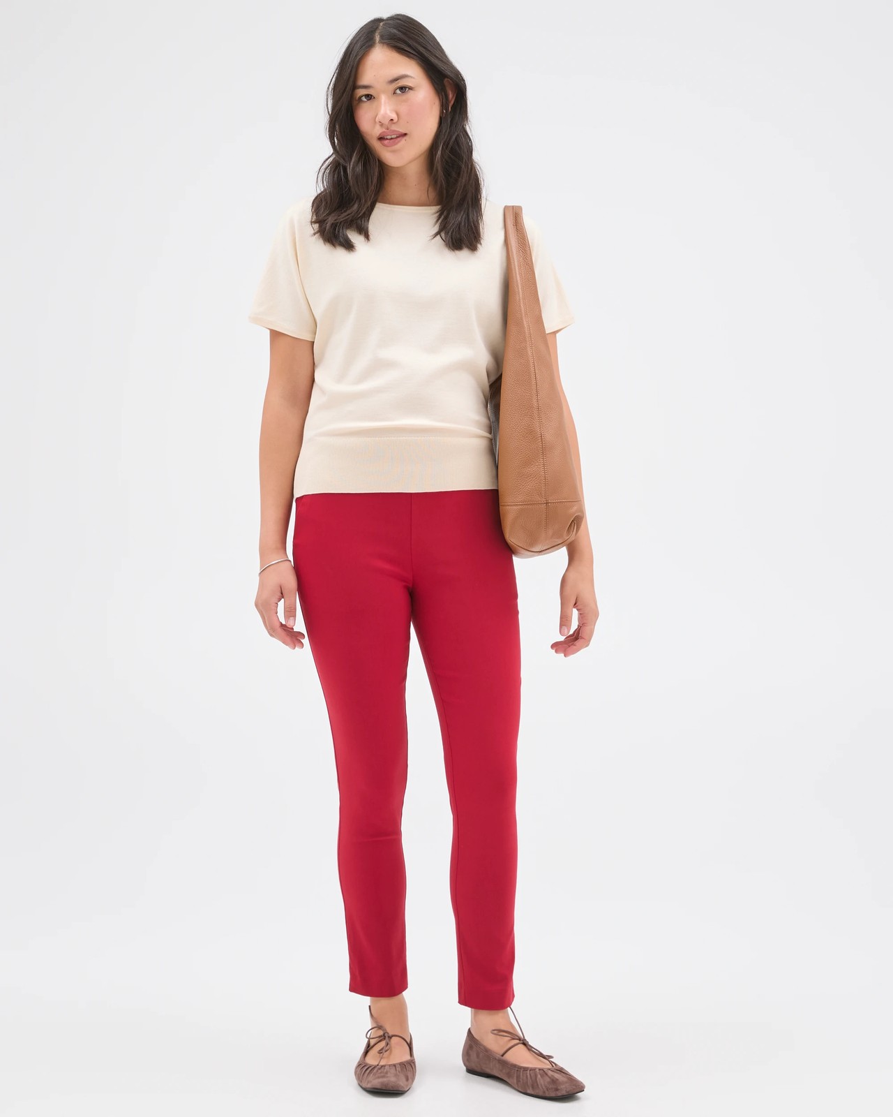 Preview Carrie Bengaline Skinny Ankle Length Pants - Scarlet Red 2 of 5