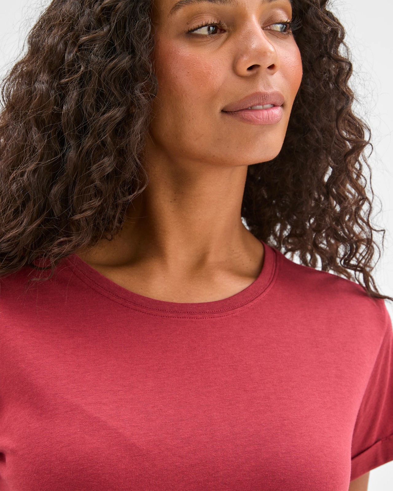 Cotton/Modal Relaxed Crew T-Shirt - Brick Red 4 of 6