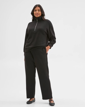 Plus Size Active Studio Lounge Half Zip Knit Jumper
