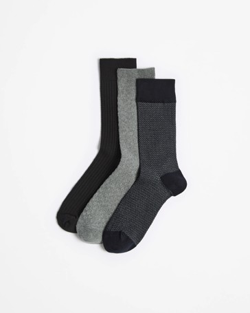 Australian Cotton Blend 3 Pack Business Crew Socks - Maxx - Navy/Grey/Black