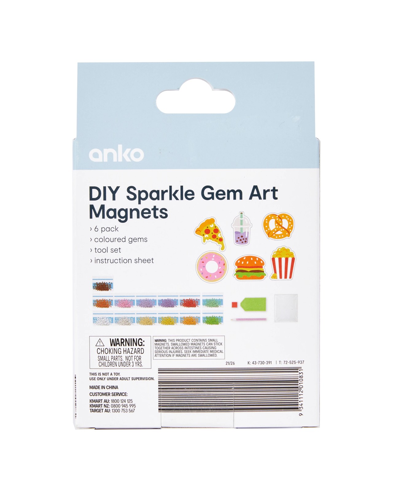Anko DIY Sparkle Gem Art Magnets - Food 3 of 3