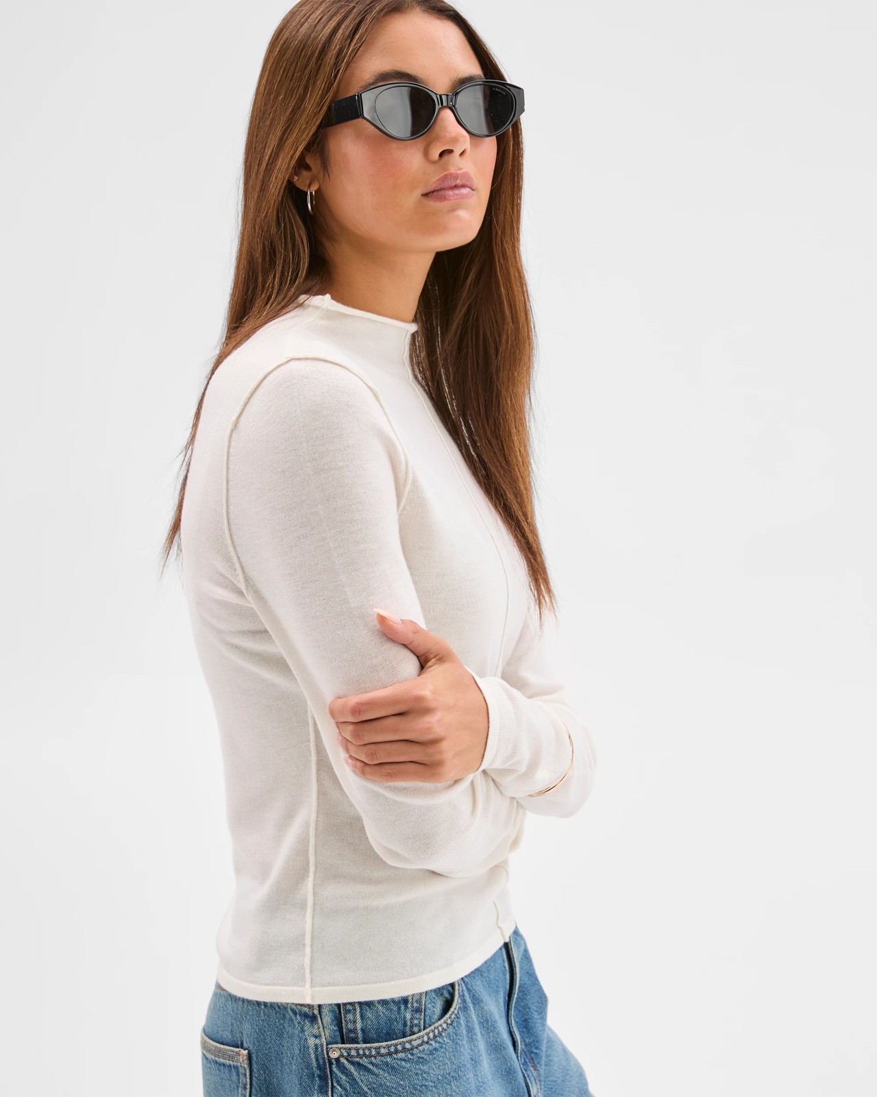 Lily Loves Exposed Seam Skivvy Top - Light Cream 5 of 5