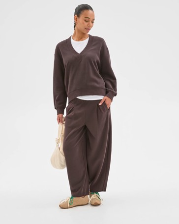 Active Australian Cotton Blend Sueded Rib V-Neck Jumper