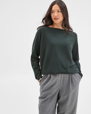 Preview Dolman Sleeve Boat Neck Knit Sweater