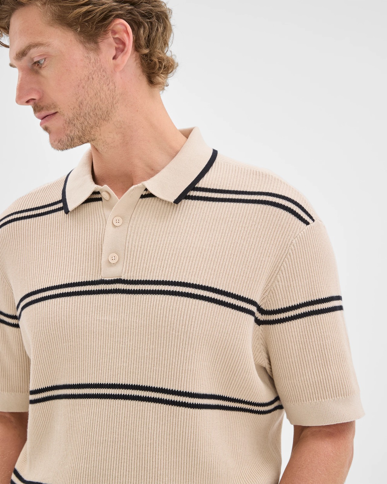 Australian Cotton Stripe Knit Polo Top 5 of 6