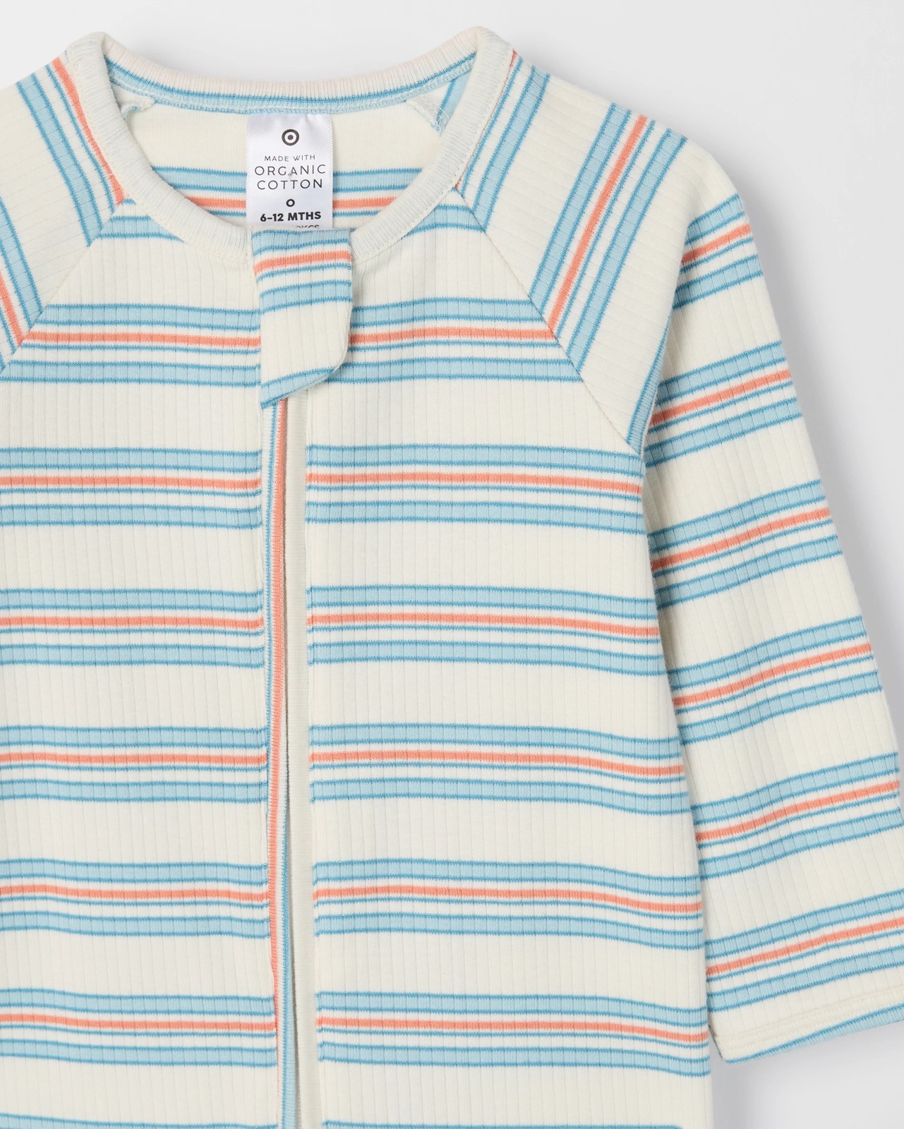 Baby Organic Cotton Rib Zip Footless Coverall - Sterling Blue Stripe 2 of 2