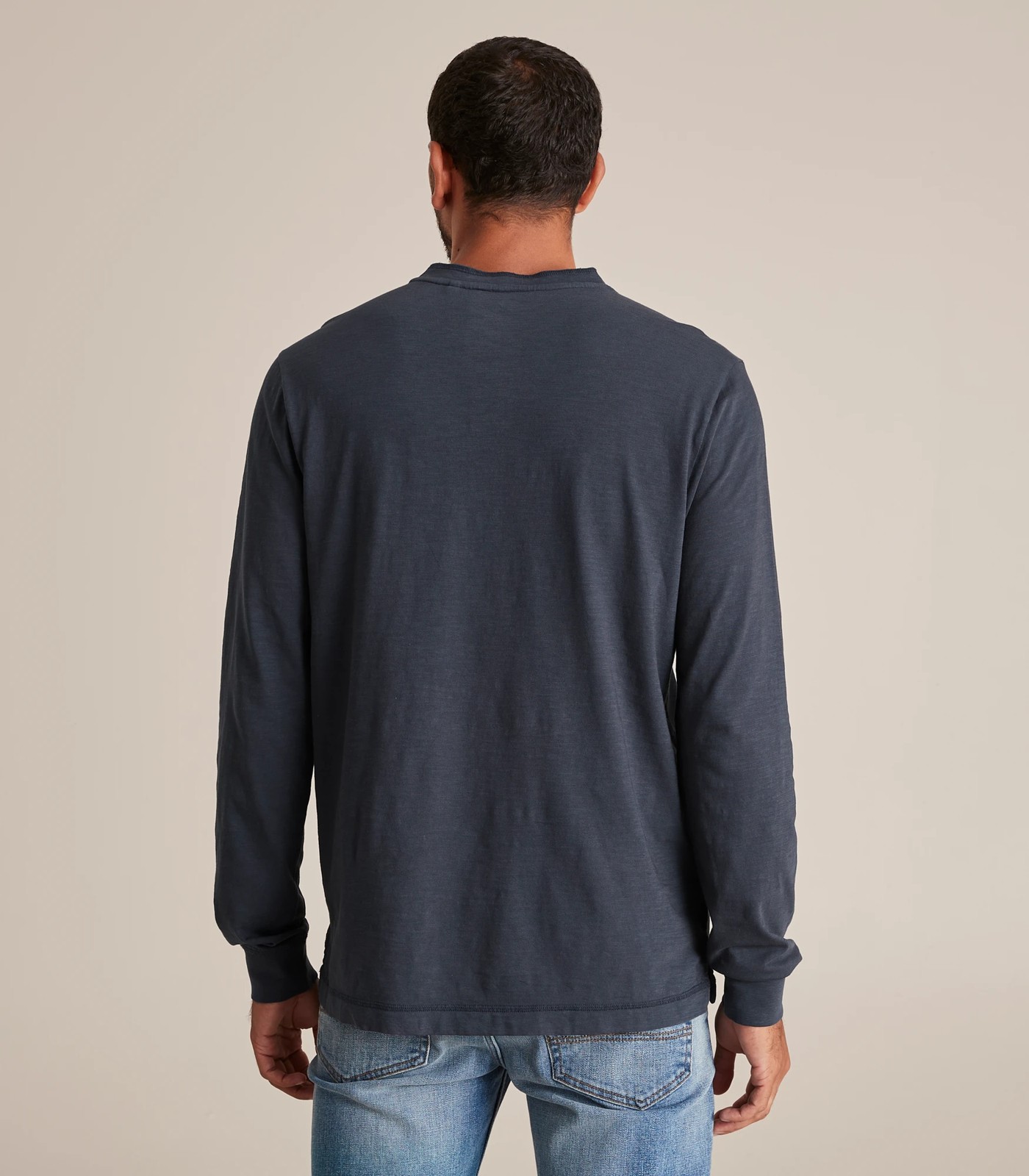 Garment Dyed Slub Henley Long Sleeve T-Shirt 5 of 6