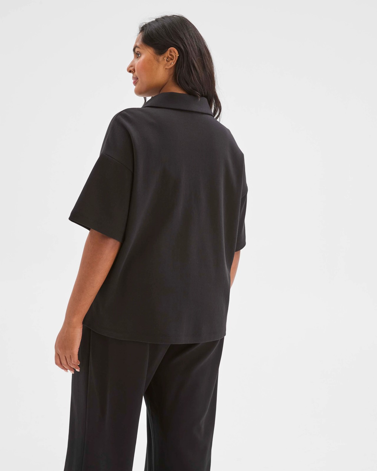 Plus Size Australian Cotton Blend Polo Neck Interlock T-Shirt 6 of 6