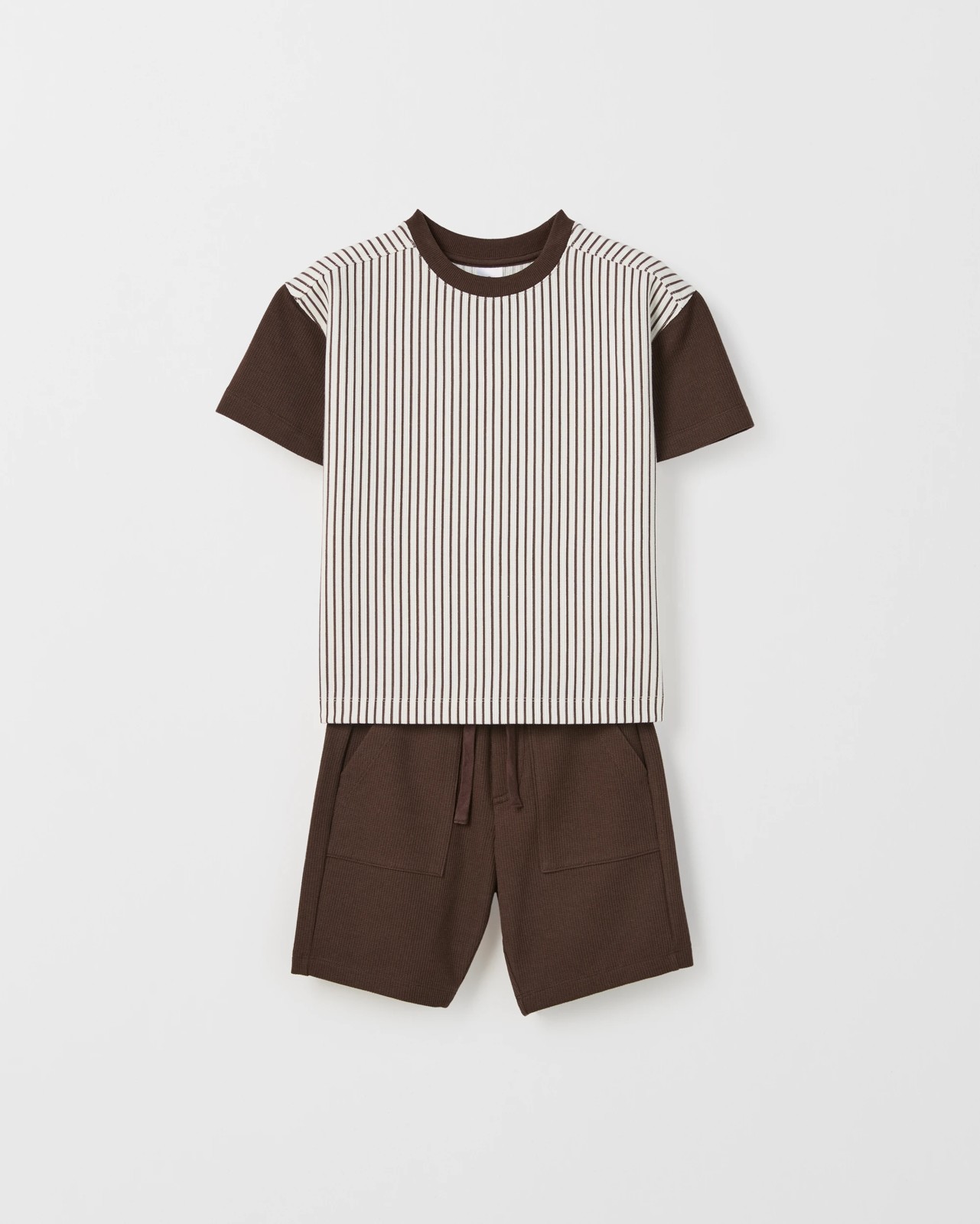 Waffle T-Shirt and Shorts 2 Piece Set - Brown 5 of 6