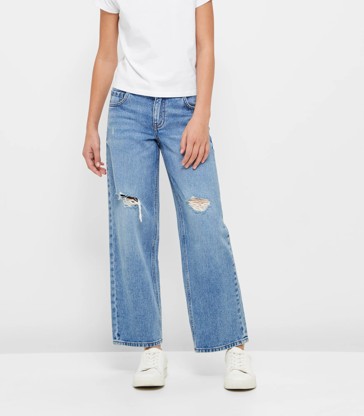 Wide Leg Low Rise Denim Jeans