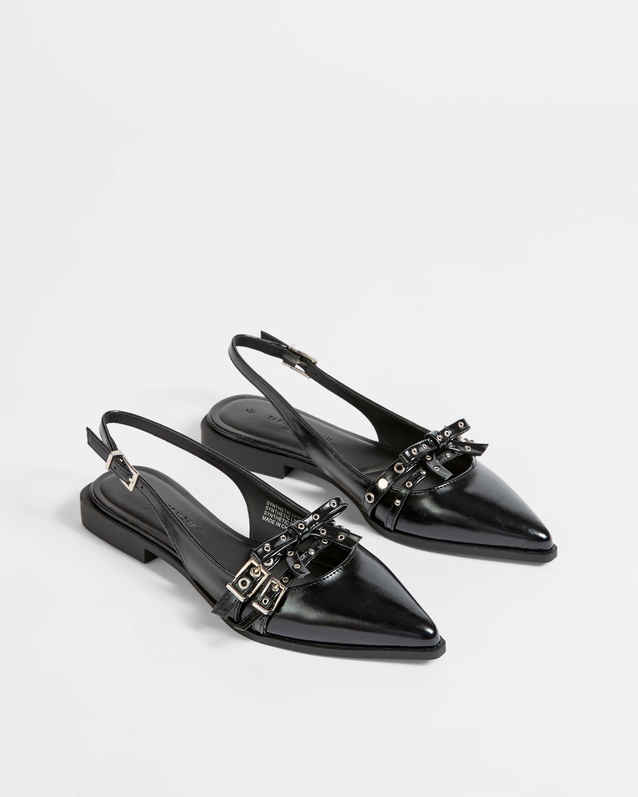 Strap Studded Slingback Flat - Pinna - Black 2 of 3