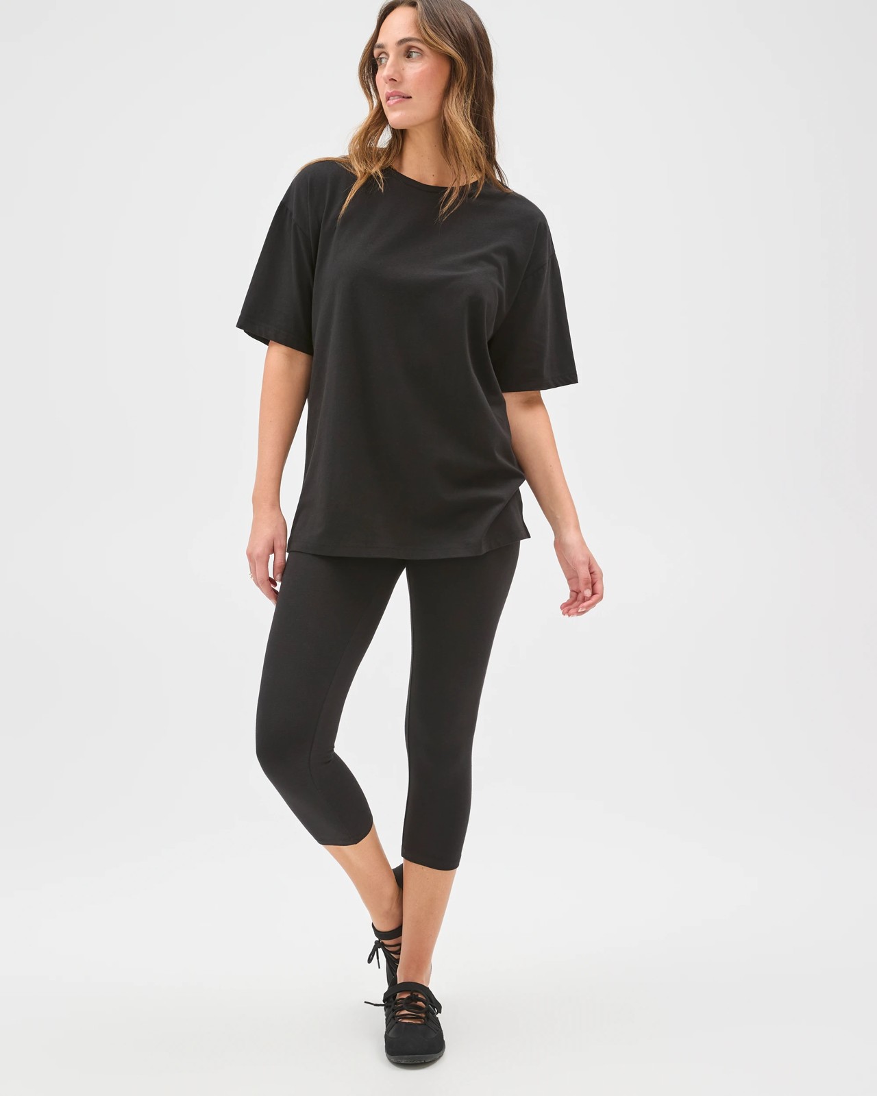 Active Australian Cotton 3/4 Length Stretch Leggings - Black 2 of 5