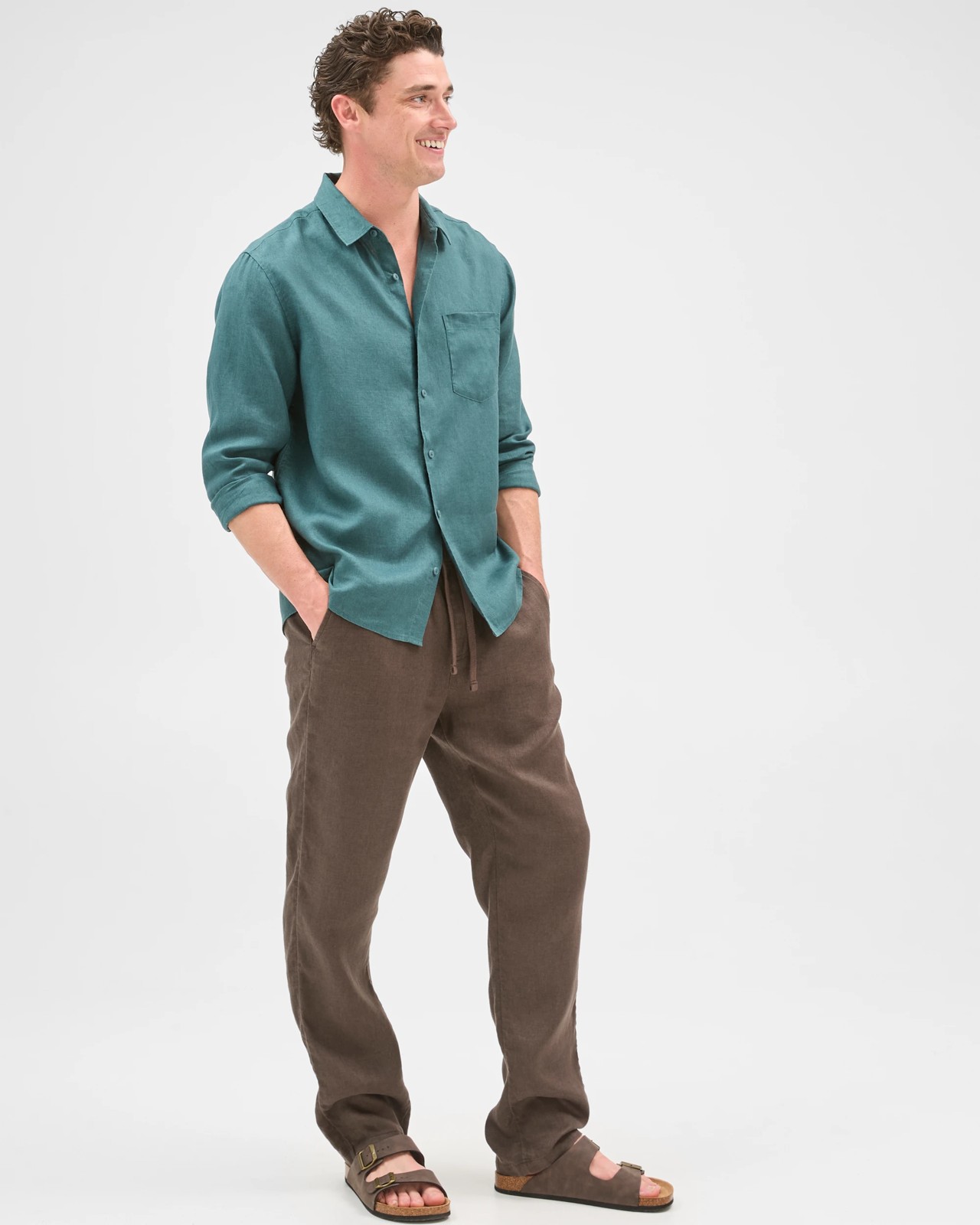 European Linen Full Length Pants - Chocolate 3 of 5