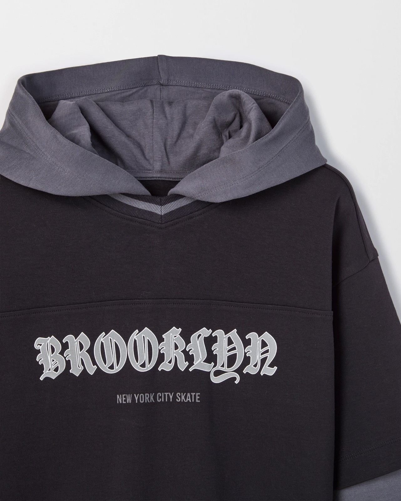 Australian Cotton Blend Long Sleeve Hooded T-Shirt - Black 6 of 6