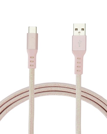 Anko USB-A to USB-C Braided Cable - 1m - Pink