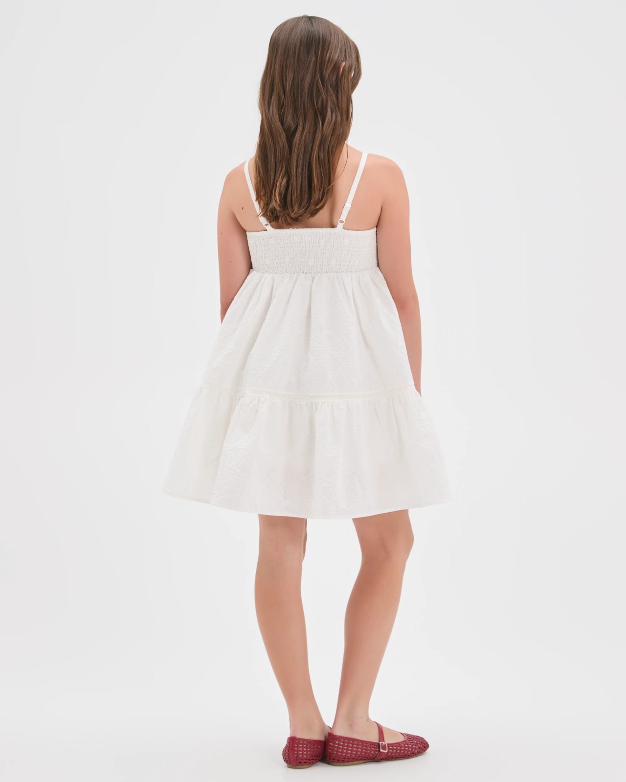 Cotton Blend Embroidered Special Occasion Dress - White 6 of 6