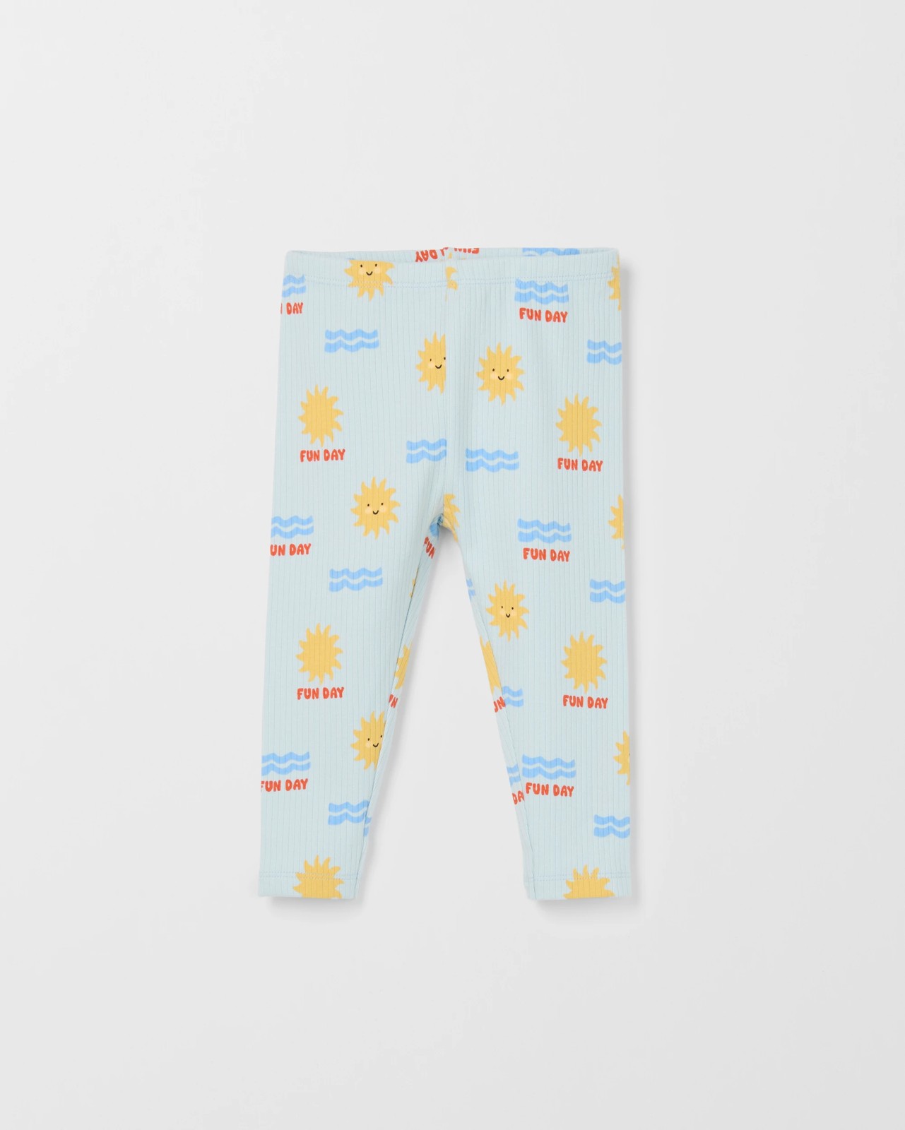 Baby Organic Cotton Ribbed Leggings - Fun Day Blue 4 of 5
