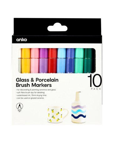 Anko 10 Pack Glass and Porcelain Brush Markers