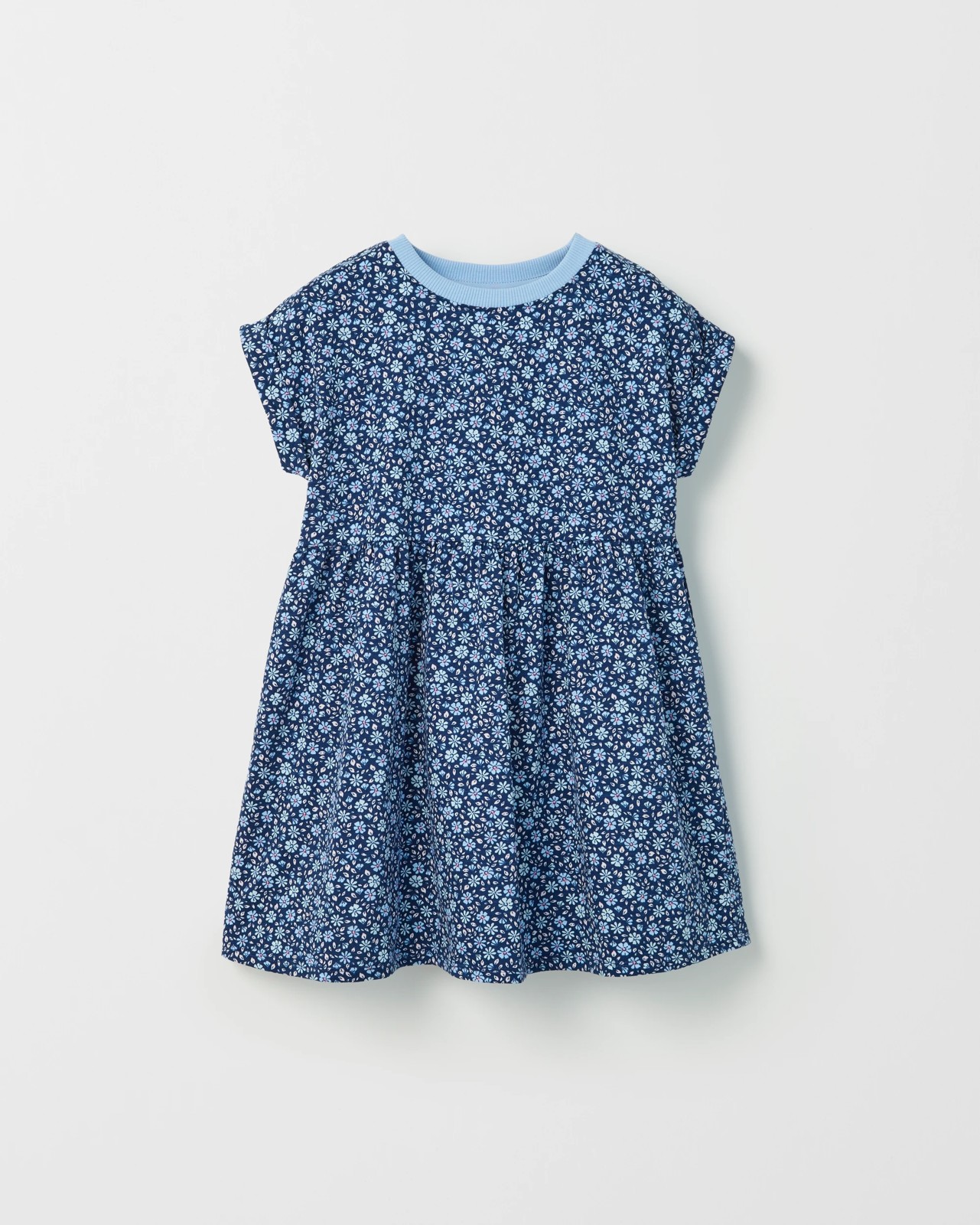 Australian Cotton Knit Dress - Blue Ditsy 5 of 6