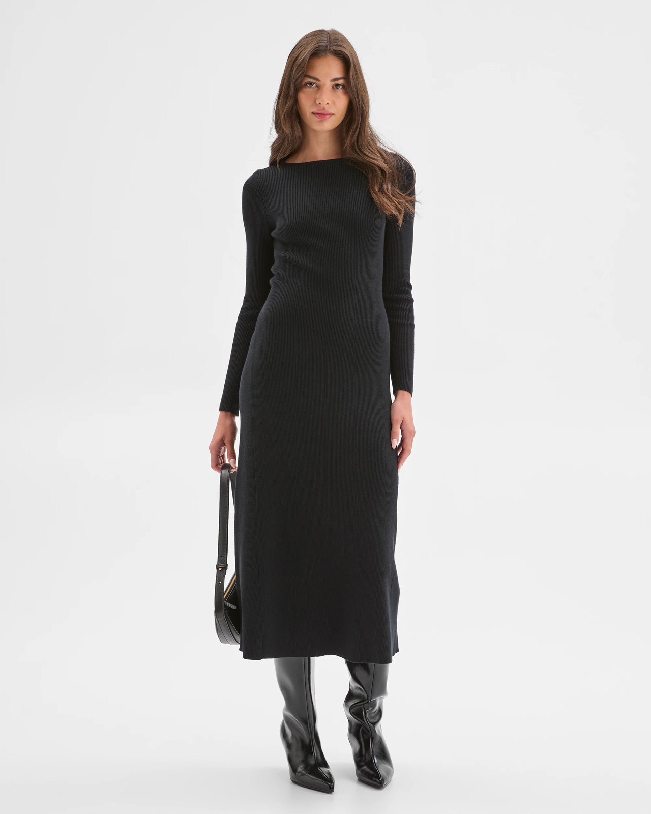 Petites Long Sleeve Knit Midi Dress 4 of 5