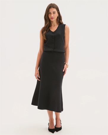 Petites Crepe Knit Fit & Flare Skirt