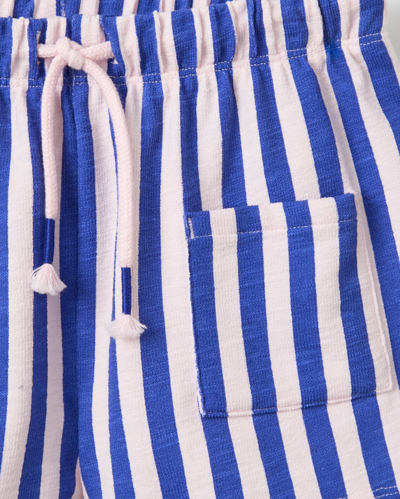 Australian Cotton Blend Fashion Knit Shorts - Blue Pink Stripe 6 of 6