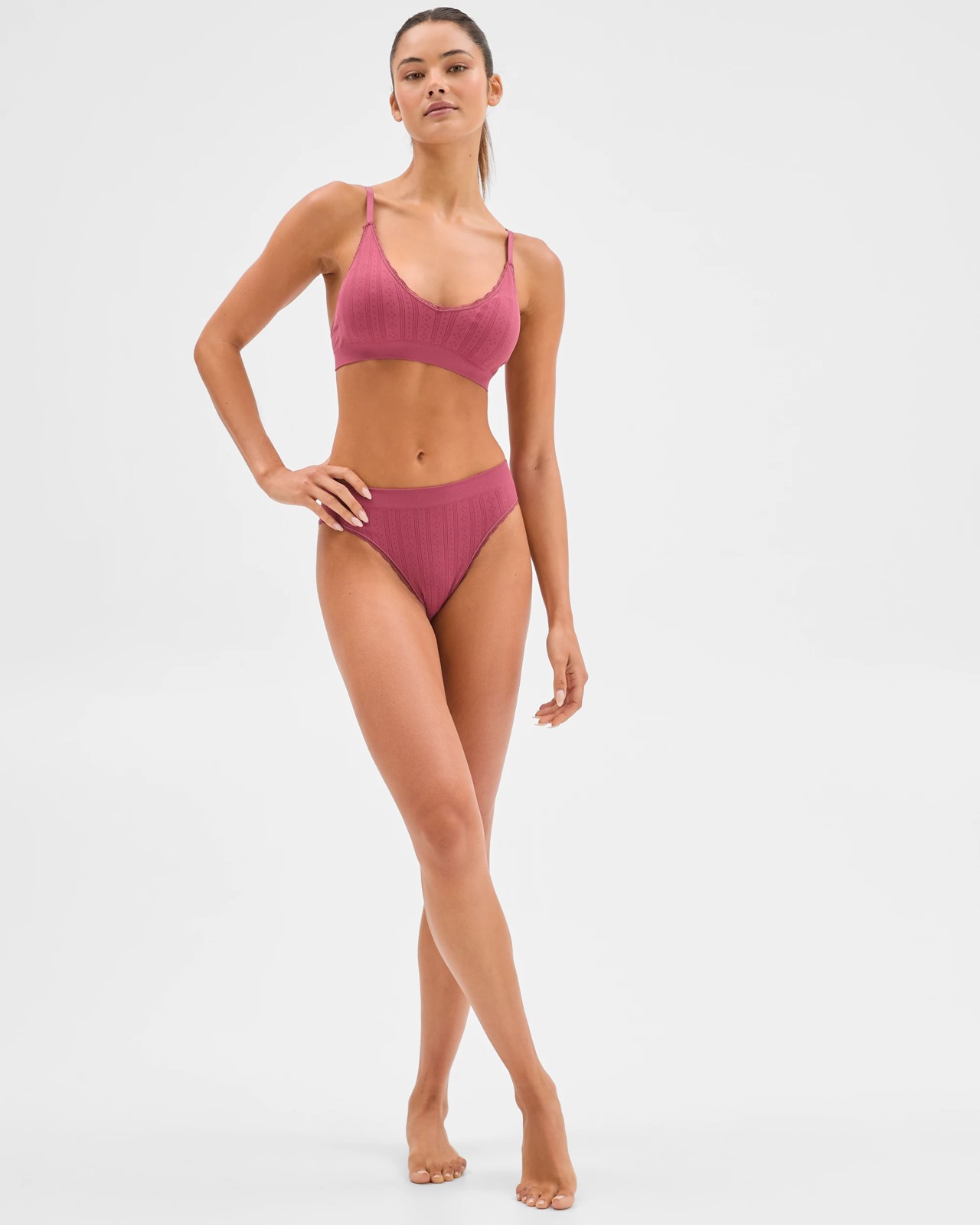 Lily Loves Pointelle High Waist Bikini Briefs - Hawthorn Rose 2 of 5