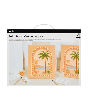 Anko 4 Pack Paint Party Canvas Art Kit