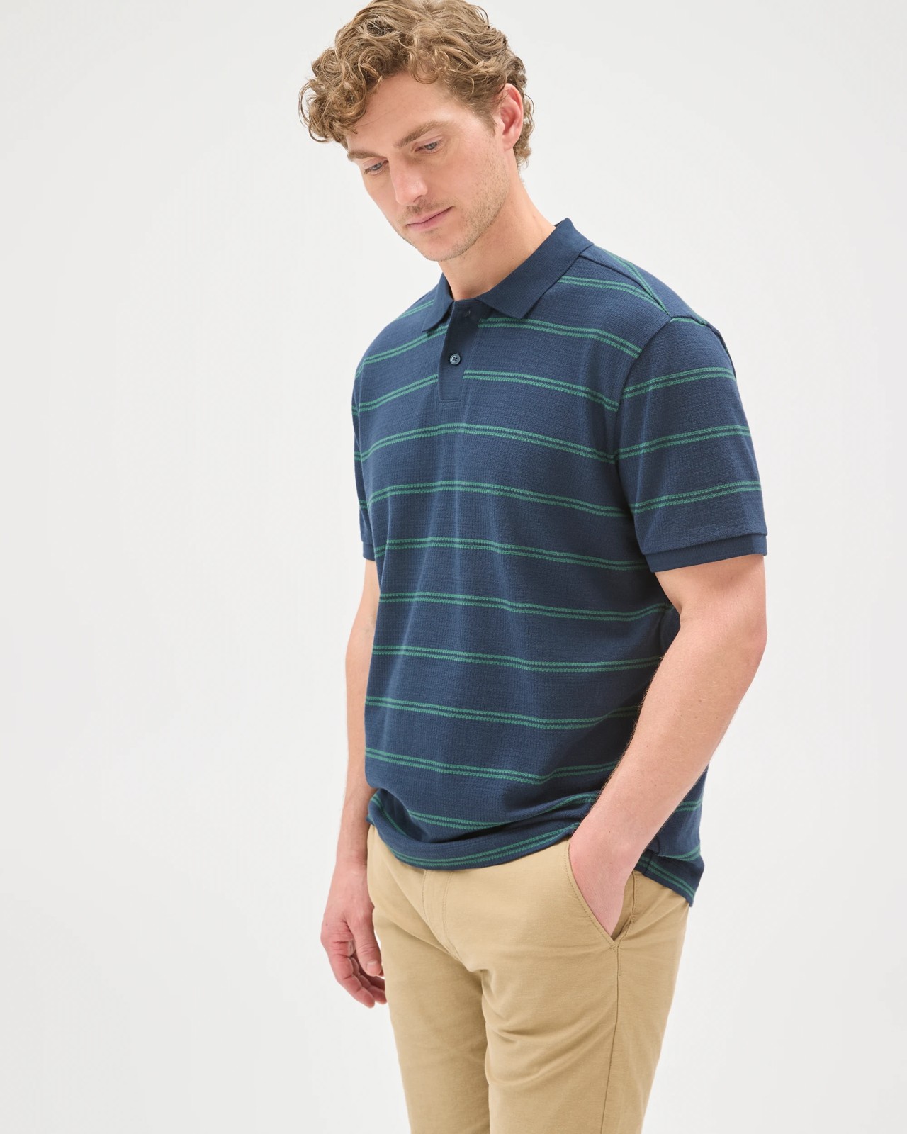 Australian Cotton Striped Polo Top - Night Sky 4 of 6