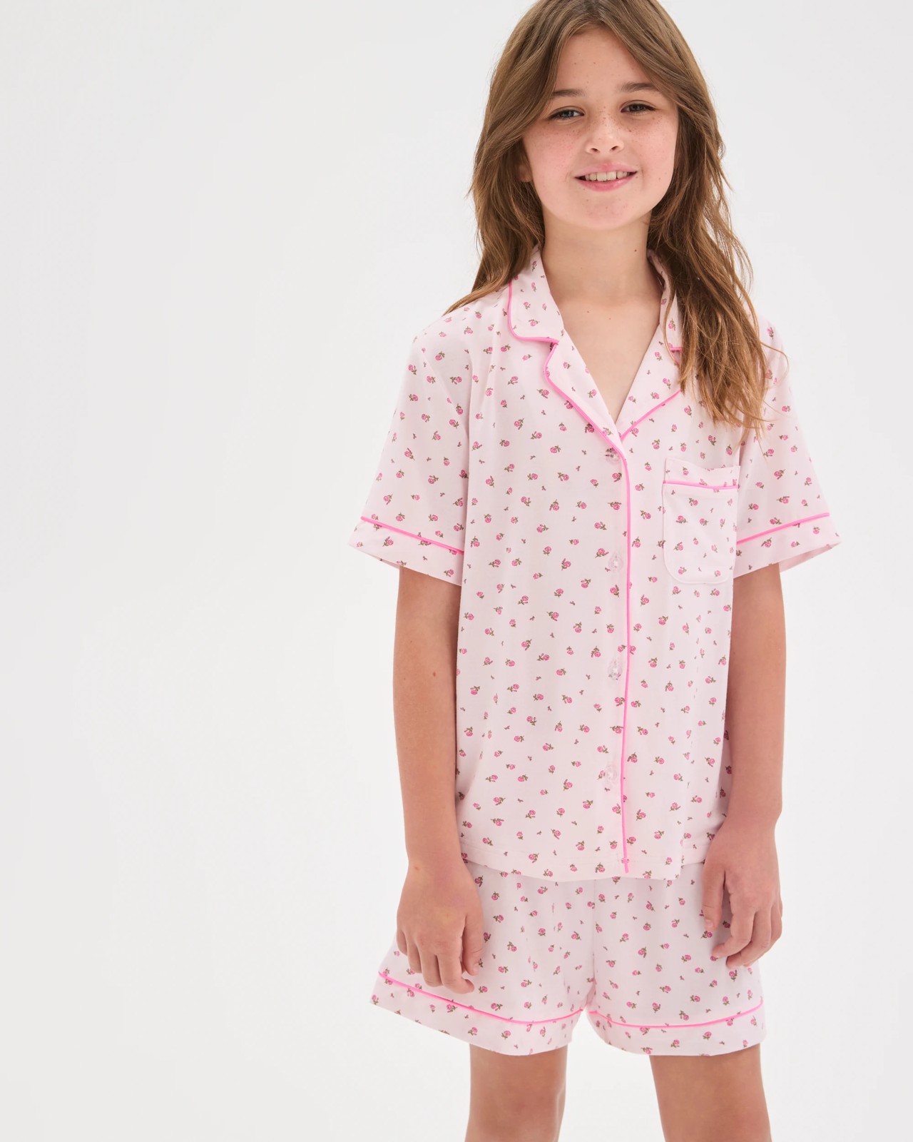 Bamboo Older Girls Button Through Pyjama Set - Floral 2 of 6