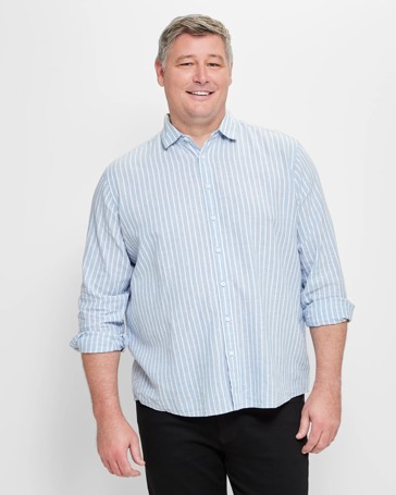 Plus Size Long Sleeve Linen Blend Shirt