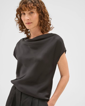 Preview Cowl Neck Drape Satin Blouse
